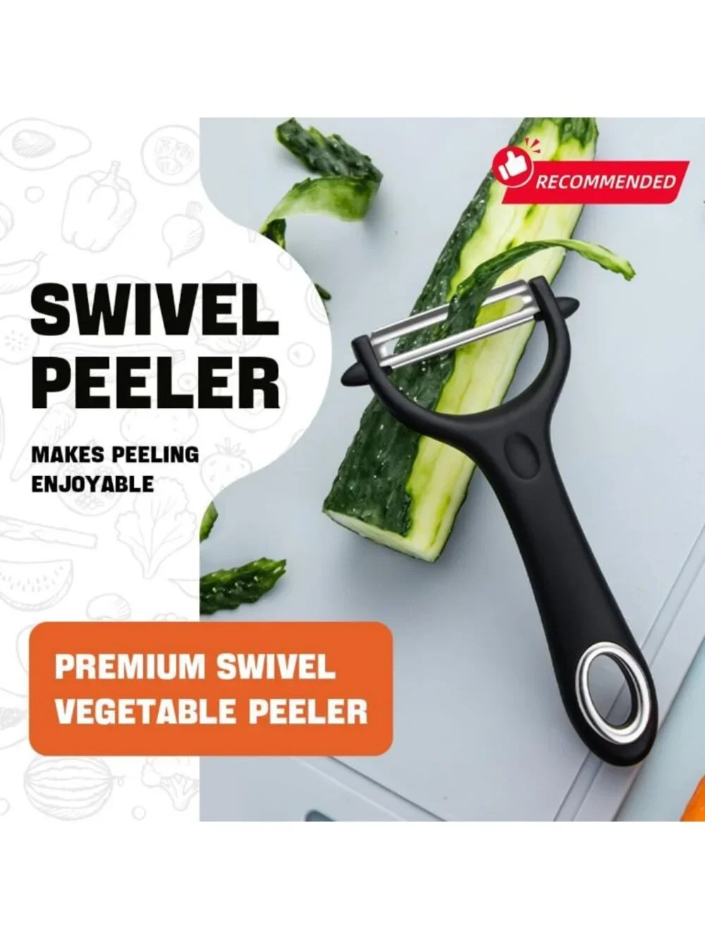 10-Pack Ergonomic Vegetable & Potato Peelers with Soft-Touch Handles - Black